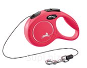 Поводок-рулетка Flexi New Classic CAT cord XS 3m 8 kg red