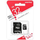 Карта памяти SmartBuy MicroSDHC 32GB, Class 10, скорость чтения 10Мб/сек (с адаптером SD)