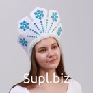 Кокошник «Вьюга» с голубыми снежинками