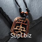 Амулет под кость "Центр силы" с рег. шнурком, цвет бело-коричневый