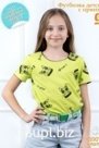 Футболка для девочки Алиса, цвет Кот на лайме