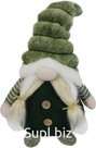 Soft toy Gnome sitting. Color: green. Size: 15x10x31 cm.