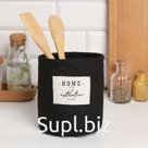 Текстильная корзинка Этель HOME, чёрная, 14×13 см, 50% хлопок, 50% п/э