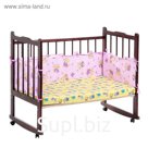 Бортик с рюшей "Мишки с мёдом", 4 части (2 части: 30х60 см, 2 части: 30х120 см), цвет фиолетовый (арт. 552)