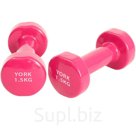 Гантель виниловая York 1.5 кг 2 шт. (розовая)