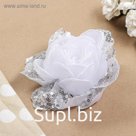 Бант для девочек с резинкой "Дора", 13 см, белый с серебром