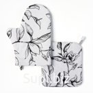 Набор кухонный «Доляна» Plant leaves: варежка 20×27 см, прихватка 19×19 см, 100% хлопок, 250 г/м²