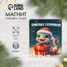 Магнит на холодильник «Змея с подарком», винил, 6×7 см
