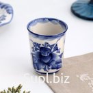 Рюмка "Цветы", 6,5 х 5,5 см, гжель
