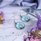 Серьги из стекла Candy зайка, цветные в серебре