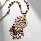 Кулон ручная работа, деревянный "Вита", цветной, 80см